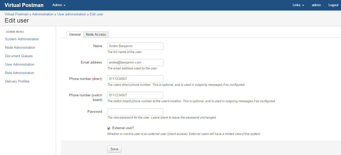 External User Config