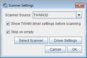 TWAIN32 scanner settings